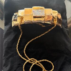 Gold Metallic Bag with Rhinestone Detail